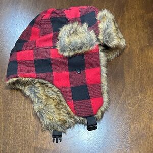 Red and Black Plaid Trapper Hat